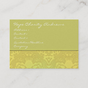 Tarjeta De Visita Floral de Damasco de cal y oro -