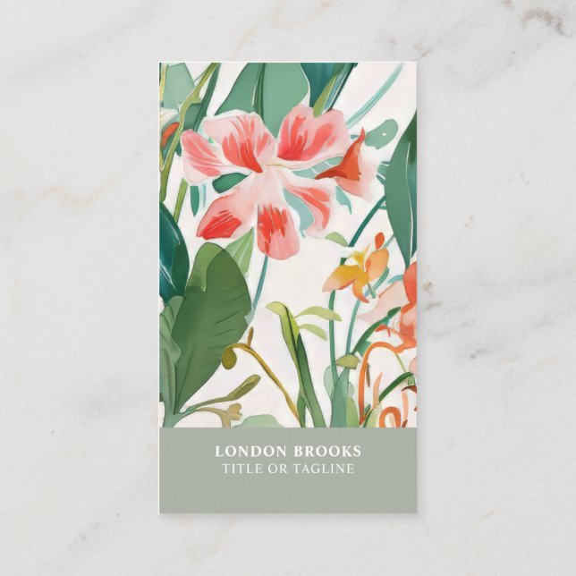 Tarjeta De Visita Floral de floración en flor | Medios sociales (Reverso)