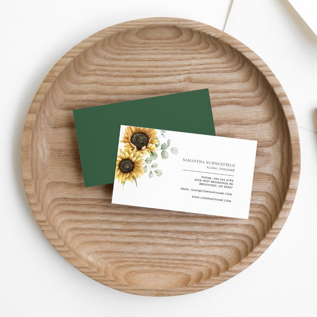 Tarjeta De Visita Floral de girasol Eucalyptus Florist (Sunflower Floral Eucalyptus Florist Business Card)