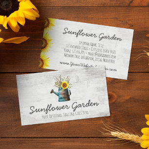 Tarjeta De Visita Floral de girasol y cabaña de madera rústica