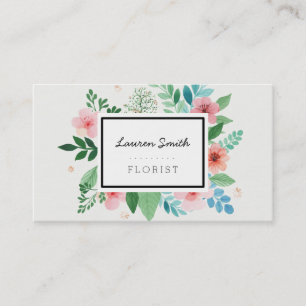 Tarjeta de visita floral de la acuarela