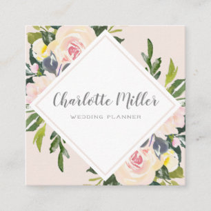 Tarjeta de visita floral de la acuarela de Rubor