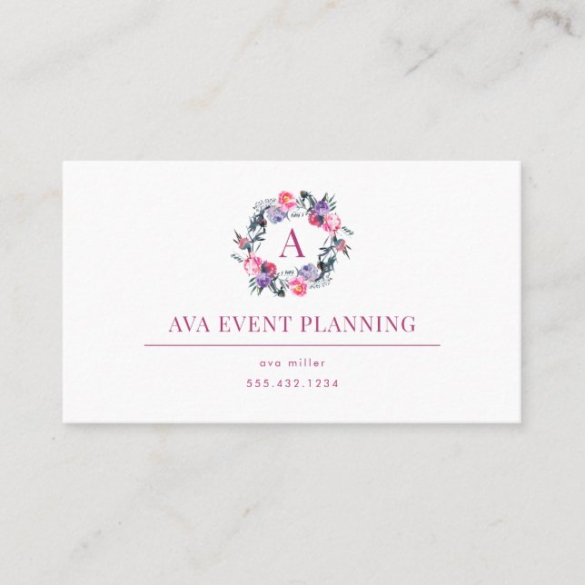 Tarjeta de visita floral de la acuarela del (Anverso)