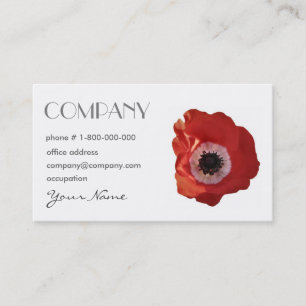 Tarjeta de visita floral de la amapola roja
