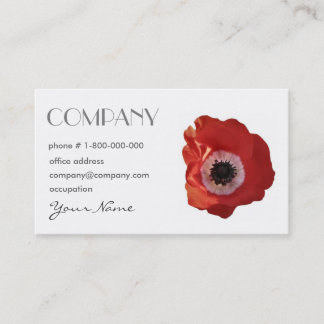 Tarjeta de visita floral de la amapola roja
