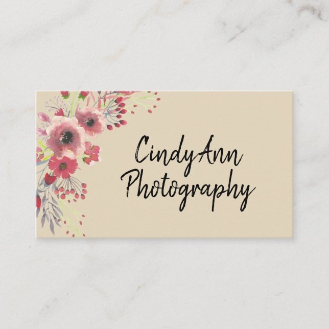 Tarjeta de visita floral de la fotografía (Anverso)