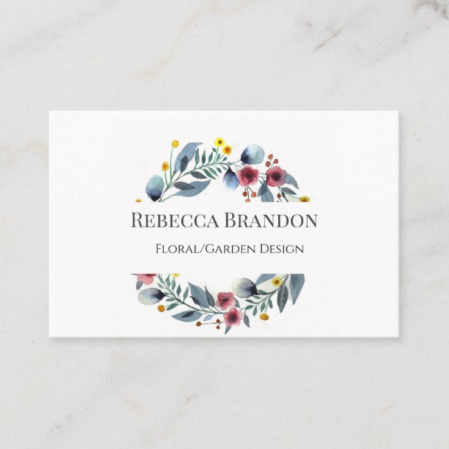 Tarjeta de visita floral de la guirnalda de la (Anverso)