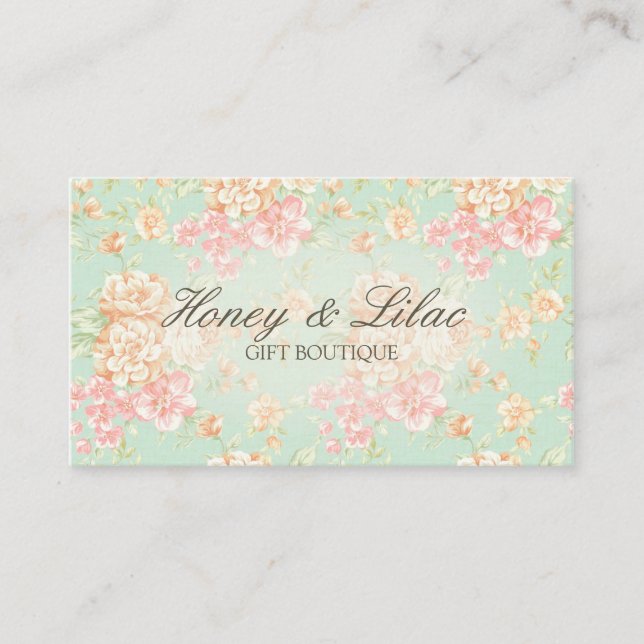 Tarjeta de visita floral de la impresión del rosa (Anverso)