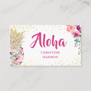 Tarjeta de visita floral de la piña rosada