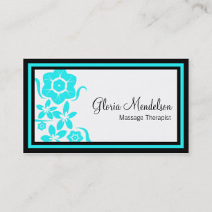 Tarjeta de visita floral de la terapia del masaje