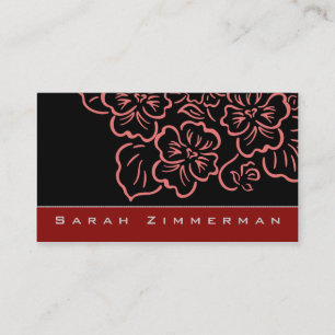 Tarjeta de visita floral de lujo del rojo carmesí