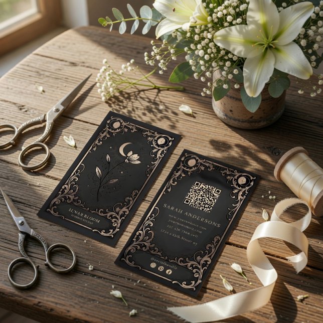 Tarjeta De Visita Floral de Lujo | Flor de Luna Celestial (Subido por el creador)