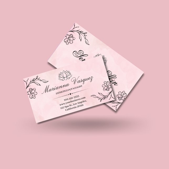 Tarjeta de visita floral de lujo para esteticistas (Subido por el creador)
