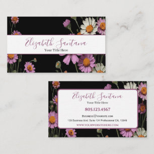 Tarjeta De Visita Floral de margarita morada y blanca