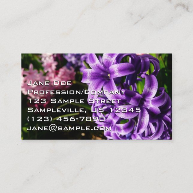 Tarjeta De Visita Floral de primavera azul Hyacinin II (Anverso)