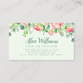 Tarjeta De Visita Floral de primavera elegante verde