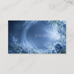 Tarjeta De Visita Floral de Rosa Azul y Noche Cósmica Luminosa