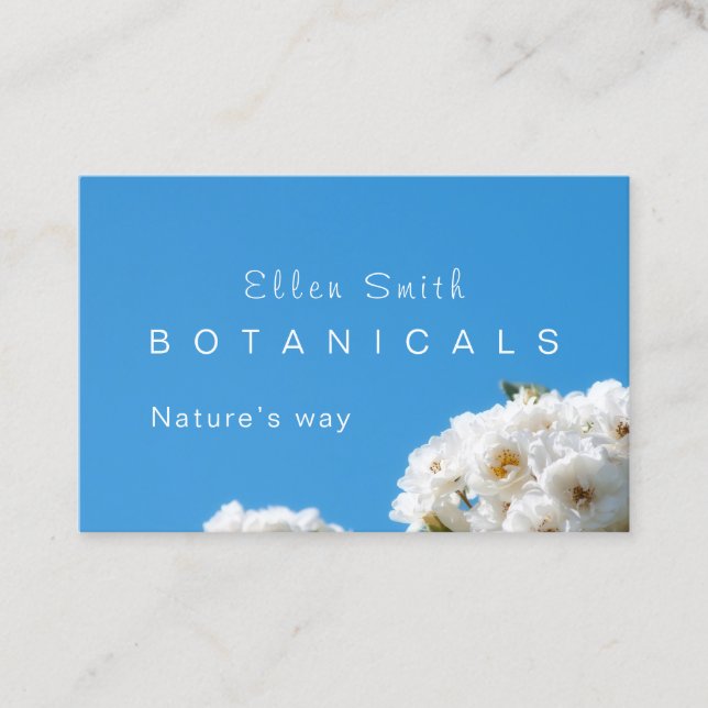 Tarjeta de visita floral de rosa blanca Reino Unid (Anverso)