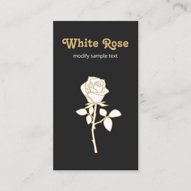 Tarjeta De Visita Floral de Rosa blanco negro (Anverso)