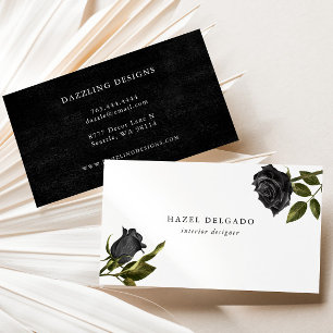 Tarjeta De Visita Floral de Rosa negro