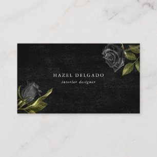 Tarjeta De Visita Floral de Rosa negro gótico