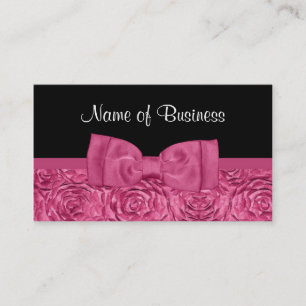 Tarjeta De Visita Floral de Rosa rosa y negro de moda con bronce