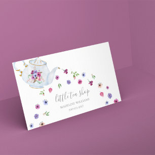 Tarjeta De Visita Floral de tienda de té