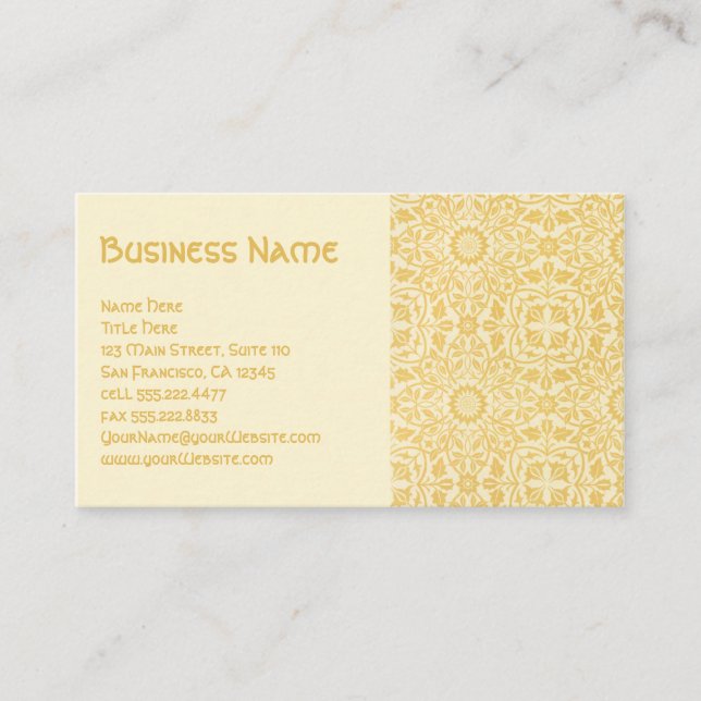 Tarjeta De Visita Floral de William Morris, antiguo victoriano (Anverso)