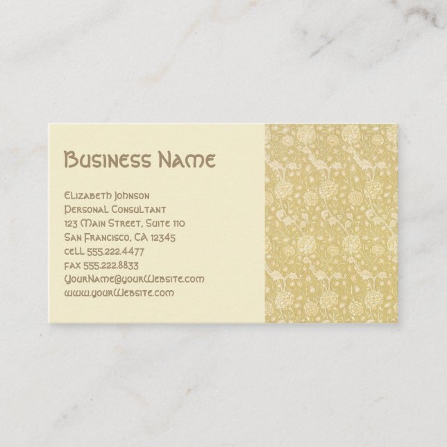 Tarjeta De Visita Floral de William Morris, antiguo victoriano (Anverso)