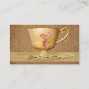 Tarjeta de visita floral del arte de la taza de t