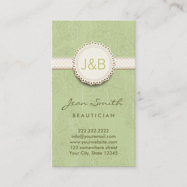 Tarjeta de visita floral del Beautician del cordón (Anverso)