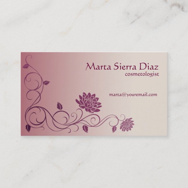 Tarjeta de visita floral del borde del remolino (Anverso)