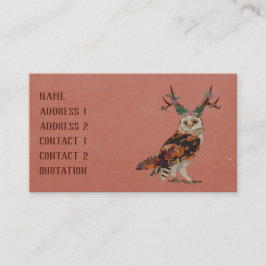 Tarjeta de visita FLORAL del BÚHO de la ASTA