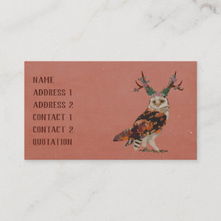 Tarjeta de visita FLORAL del BÚHO de la ASTA