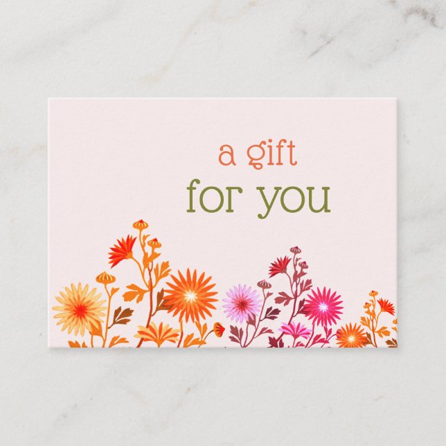 Tarjeta de visita floral del país del Boho rosa (Anverso)