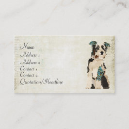Tarjeta de visita floral del perro del vintage
