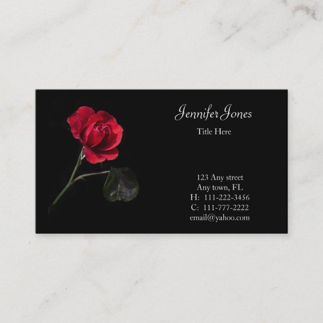 Tarjeta de visita floral del rosa rojo (Anverso)