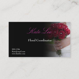 Tarjeta de visita floral del rosa rojo
