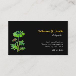 Tarjeta De Visita floral digital, elegante, negro