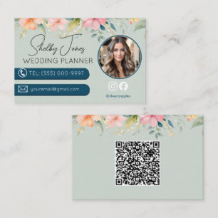Tarjeta De Visita floral Elegant Wedding Planner pequeño negocio