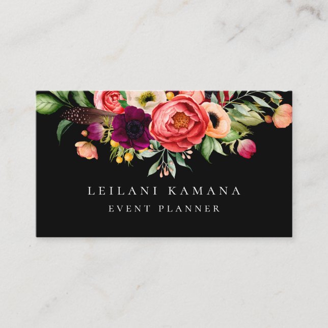Tarjeta De Visita Floral elegante (Anverso)