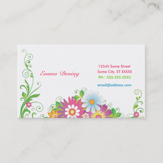 Tarjeta De Visita Floral elegante (Anverso)
