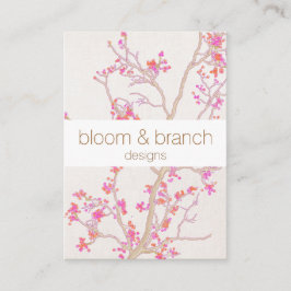 Tarjeta De Visita Floral elegante de cerezo rosa dibujado a mano