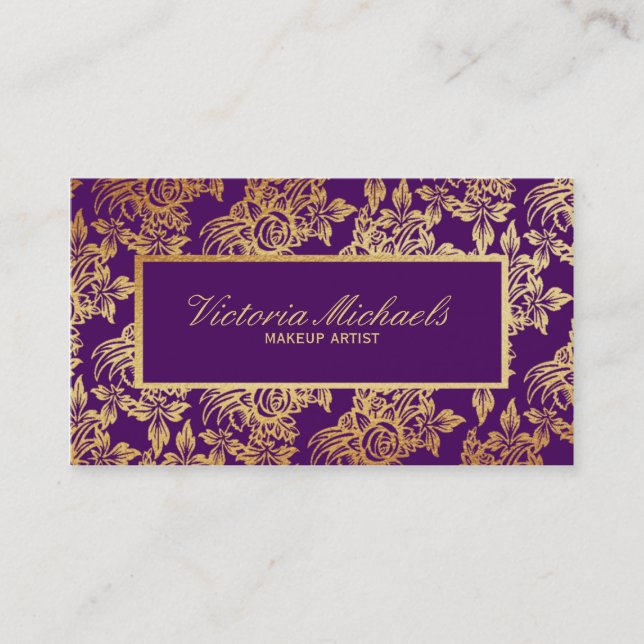 Tarjeta de visita floral elegante del ciruelo y (Anverso)