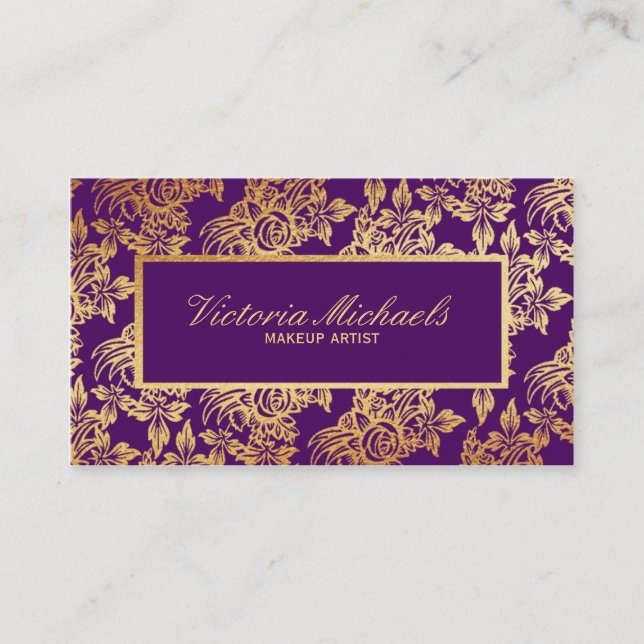 Tarjeta de visita floral elegante del ciruelo y (Anverso)