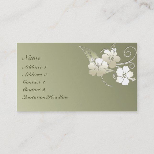 Tarjeta de visita floral elegante del verde verde (Anverso)