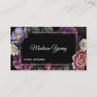 Tarjeta De Visita Floral elegante oscuro