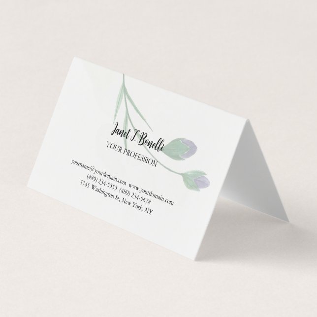 Tarjeta De Visita Floral elegante simple profesional (Anverso)