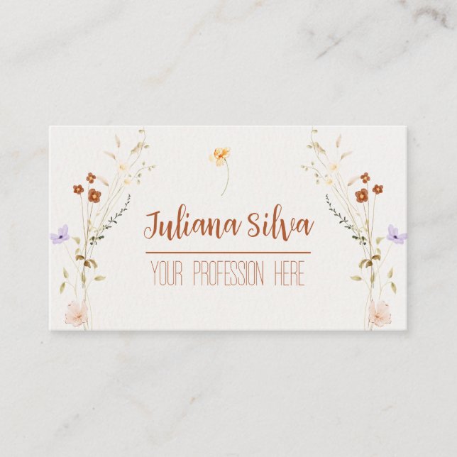 Tarjeta De Visita Floral elegante y minimalista (Anverso)