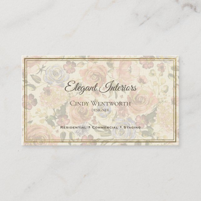 Tarjeta De Visita Floral femenina elegante (Anverso)
